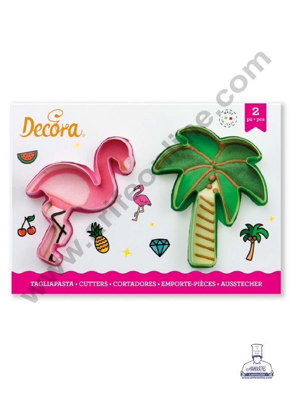 CAKE DECOR™ 2 Piece Flamingo & Palm Tree Plastic Cutter