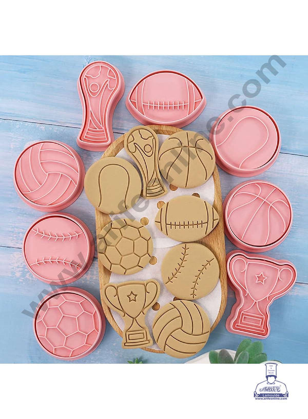 CAKE DECOR™ 8 Pcs Sports Theme Plastic Biscuit Cutter 3D Cookie Cutter ( ZN-3016 )