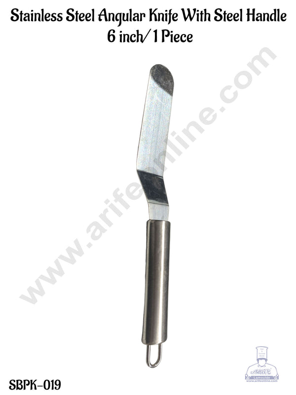 CAKE DECOR™ Stainless Steel Angular Cake Knife Icing Spatula With Steel Handle- 6 inch (1 Piece)