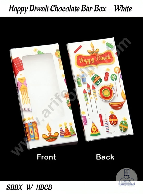 CAKE DECOR™ White Happy Diwali Chocolate Bar Box - (Pack of 10 Pc)