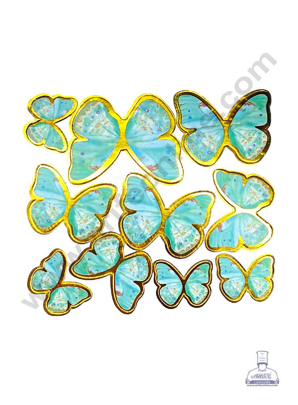 CAKE DECOR™ 10 pcs Aqua Theme Butterfly Paper Topper For Cake And Cupcake