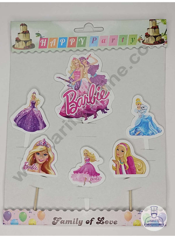 CAKE DECOR™ 6 pcs Barbie Theme Paper Topper For Cake And Cupcake