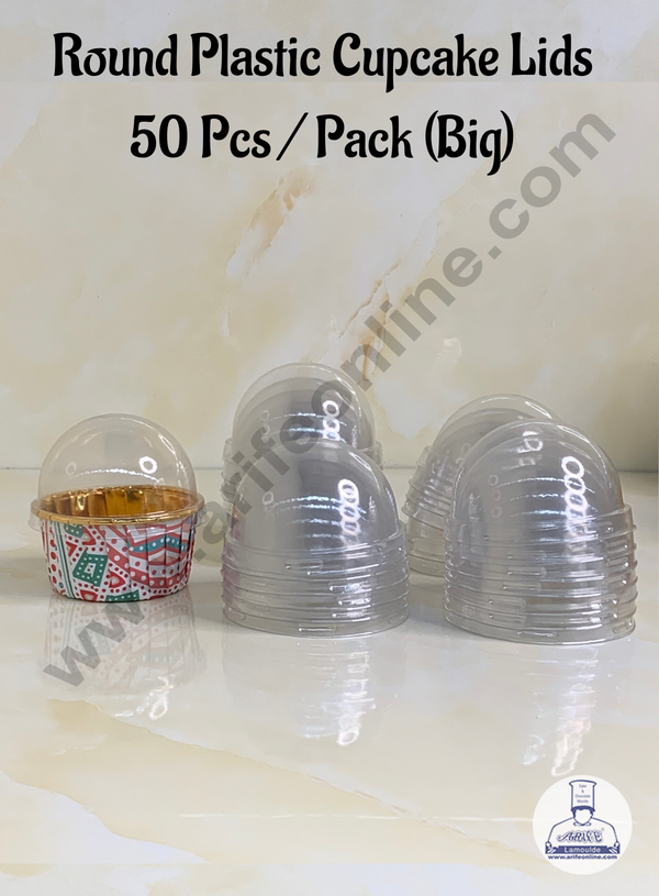 CAKE DECOR™ Round Plastic Cupcake Lids - 50 pcs pack (Big)