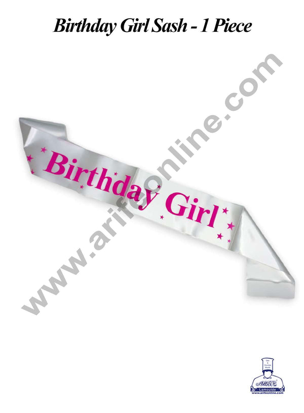 CAKE DECOR™ 1 Piece Birthday Girl Sash | Party Supplies - White & Pink