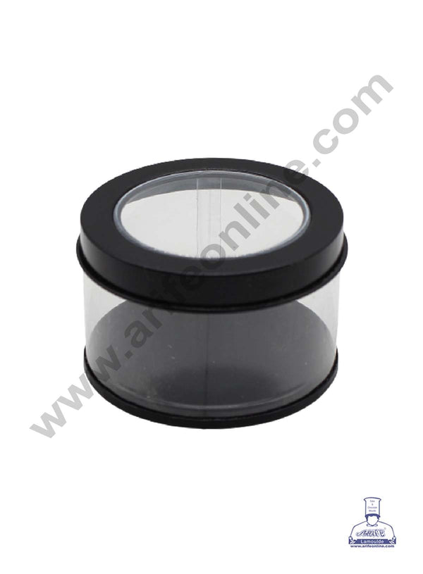 CAKE DECOR™ Black Round Decorative Acrylic Box | Dream Tin | Gift Box | Chocolate Box | Jewellery Box | Small