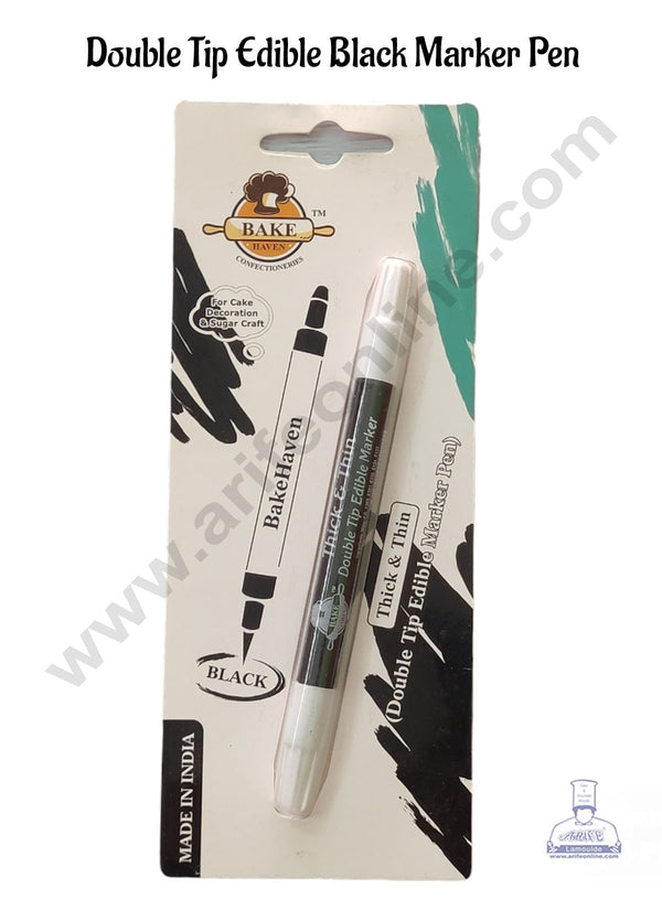 Bake Haven 1 Piece Double Tip Edible Black Marker Pen (SBBH-BLACK)