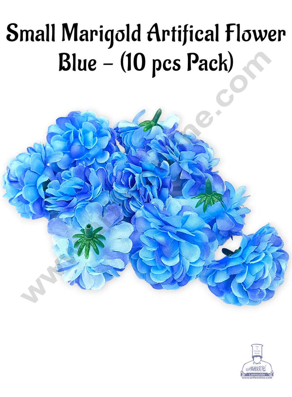 CAKE DECOR™ Small Marigold Artificial Flower For Cake Decoration – Blue ( 10 pcs Pack )