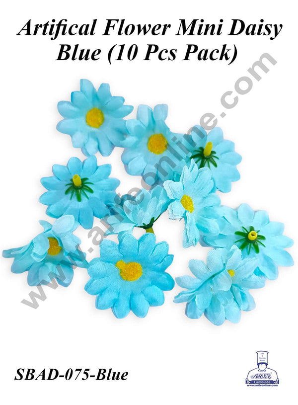 CAKE DECOR™ Blue Mini Daisy Artificial Flower For Cake Decoration ( 10 pcs pack )