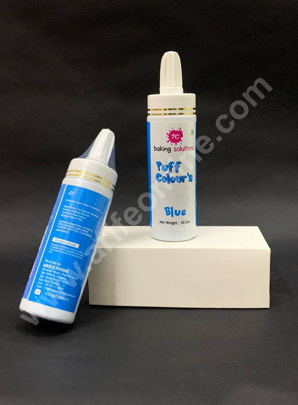 7C Edible Puff Colour Food Colour Powder Spray for Cakes Decoration - Blue ( 50 gm )
