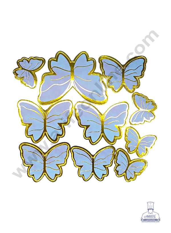 CAKE DECOR™ 10 pcs Blue Butterfly Paper Topper For Cake And Cupcake
