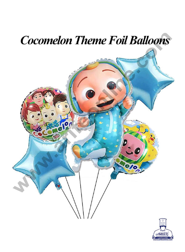 CAKE DECOR™ Cocomelon Theme Foil Balloons | Party Decoration - (5 Pcs Pack)