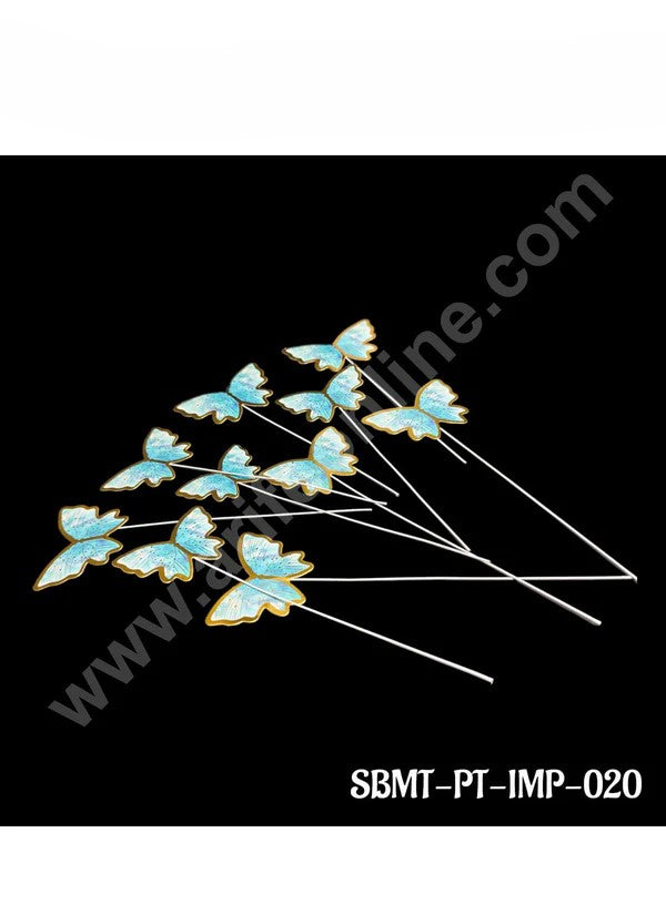 CAKE DECOR™  Imported Blue Dotted Butterfly With Stick Paper Topper for Cake & Cupcake Decoration (SBMT-PT-IMP-020)