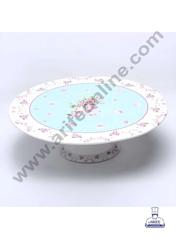 CAKE DECOR™ Floral Design Ceramic Cake Display Stand - Blue