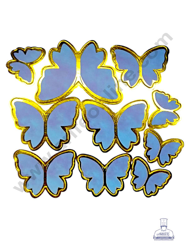 CAKE DECOR™ 10 pcs Blue Watercolor Theme Butterfly Paper Topper For Cake And Cupcake