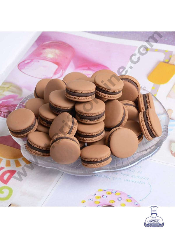 CAKE DECOR™ Mini Macaroons Resin Charms For Cake & Cupcake Decoration Toppers - Brown ( 10 Pcs Pack )