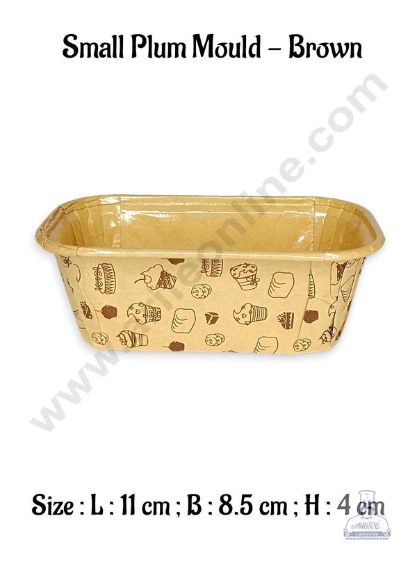 CAKE DECOR™ 10 Pcs Small Brown Paper Bake and Serve Plum Cake Mold
