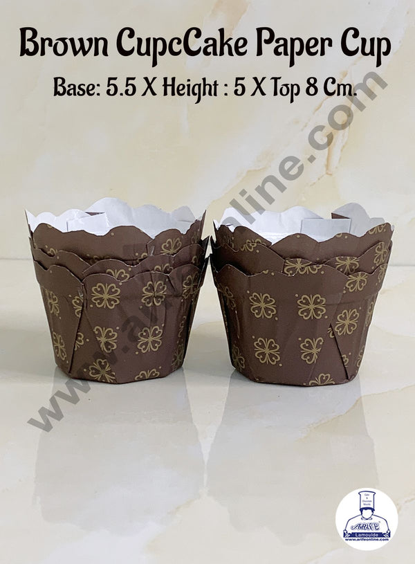 CAKE DECOR™ 50 Pcs Brown CupCake Paper Cup Bake and Serve Cake Mould