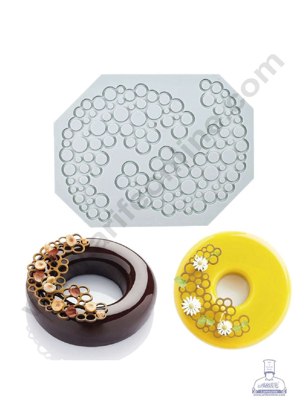 CAKE DECOR™ 2 Cavity Mini Bubble Holes Cutout Silicone Lace Mould, Cake Decorative Silicone Lace Mat Cake Baking Mat (SBSM-JSC3886)