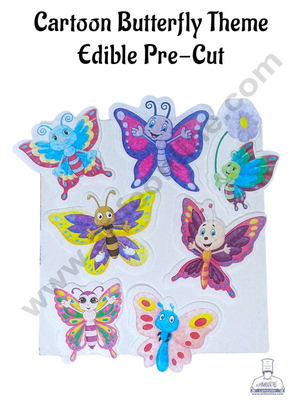 CAKE DECOR™ Edible Pre Cut Wafer Paper - Cartoon Butterfly Theme - (Set of 7 pcs) WPC-072