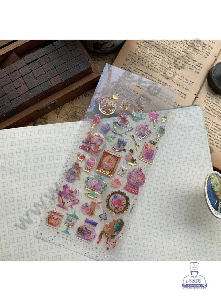 Home Cake Decor™ 3d Foiled Aesthetic Vintage Pink Glossy Stickers Epoxy ...