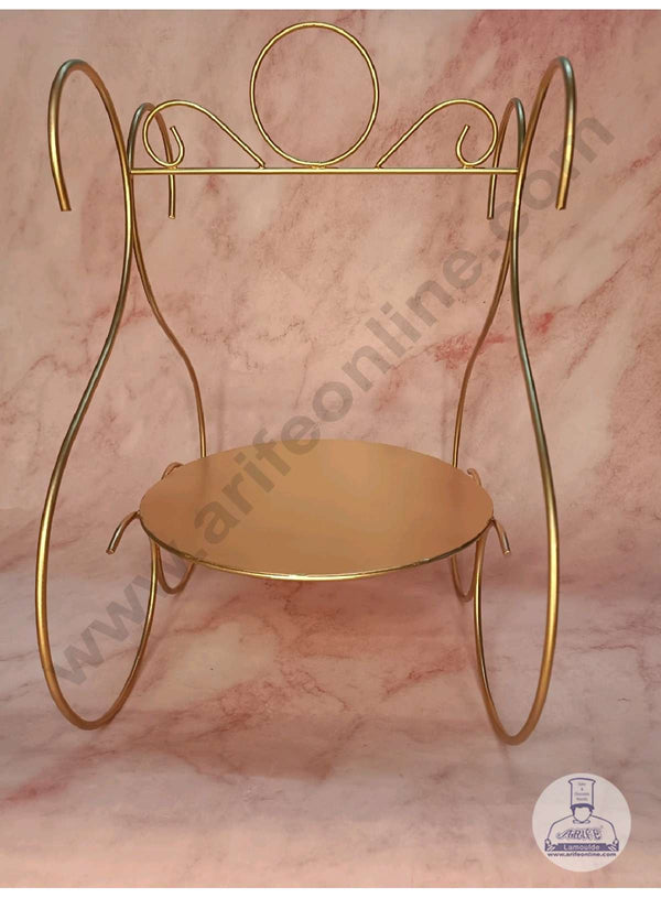CAKE DECOR™ Carriage Style Metal Fancy Cake Display Stand & Cup Cake Stand - Gold (SBCS-1004)