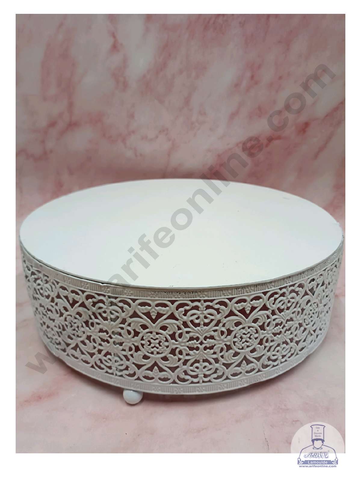 CAKE DECOR™ Round Lace White Metal Fancy Cake Display Stand & Cup Cake ...