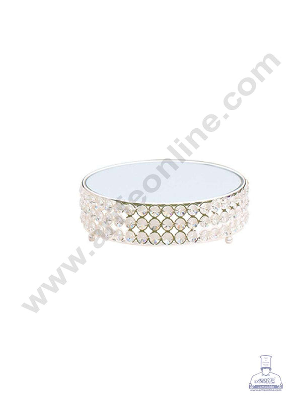 CAKE DECOR™ Mirror Crystal Metal Fancy Cake Display Stand & Cup Cake Stand - Silver & Mirror (SBCS-1003)