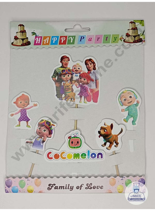 CAKE DECOR™ 6 pcs Cocomelon Theme Paper Topper For Cake And Cupcake