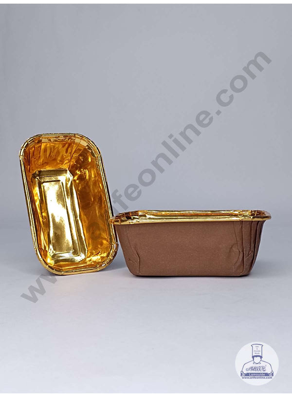 CAKE DECOR™ 10 Pcs Small Golden Foil Coated Coffee Brown Paper Bake and Serve Plum Cake Mold