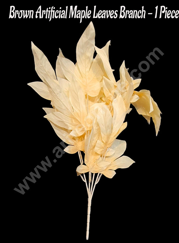 CAKE DECOR™ Cream Artificial Maple Leaves Branch for Decoration – 1 Piece