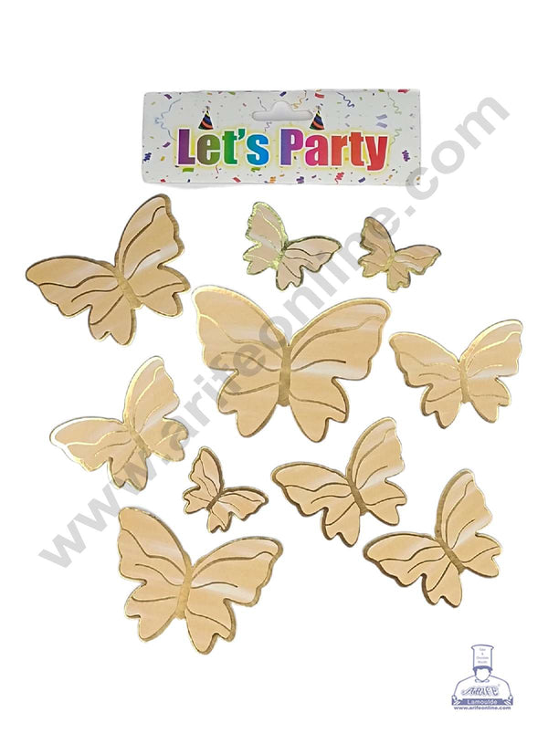 CAKE DECOR™ 10 pcs Let's Party Cream Color Butterfly Paper Topper For Cake And Cupcake