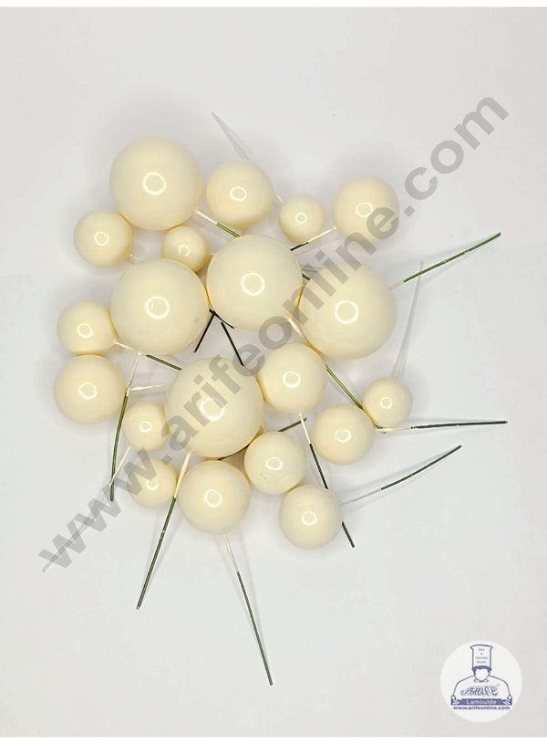 CAKE DECOR™ Cream Color Faux Balls Topper For Cake and Cupcake Decoration - 20 pcs Pack ( SB-Cream-20 )