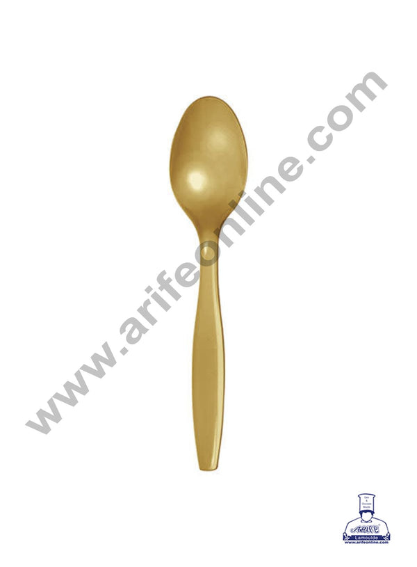 CAKE DECOR™ Disposable Dark Copper Plastic Spoon  For Parties, Weddings, Camping (10 pcs)