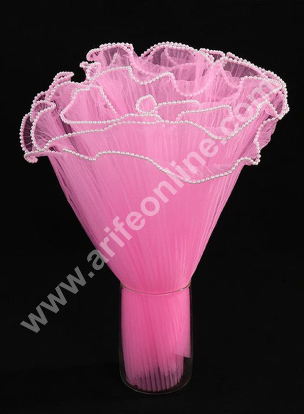 Pink Pearl Edge Wrinkled Flower Wrapping Mesh - CAKE DECOR™