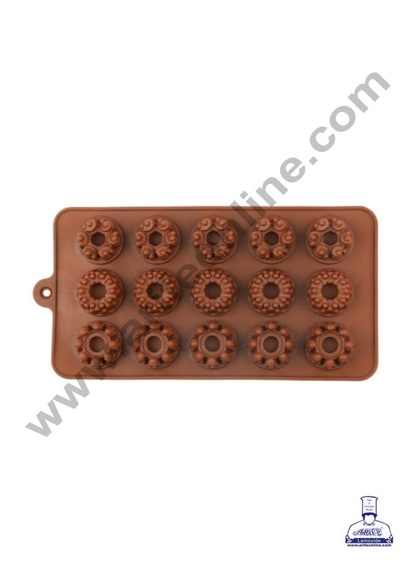 Cake Decor 15 Cavity Donut with Flower Shape Silicone Chocolate Mould