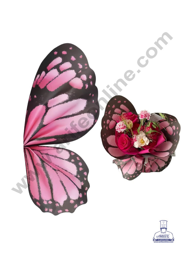 Butterfly Wrap Paper for Flower Bouquet | Premium Flower Wrapping Paper Butterfly Design ( Dark Pink ) - CAKE DECOR™