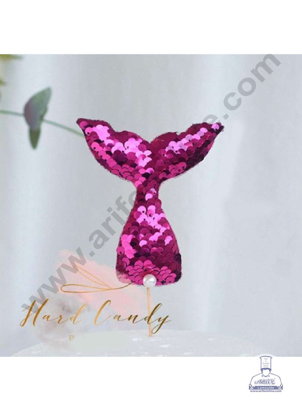 CAKE DECOR™ Dark Pink Sequin Mermaid Tail Cake Topper Cake Decoration (SB-SMT-DPink)