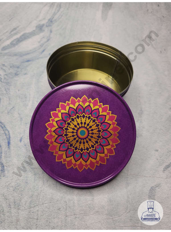 CAKE DECOR™ Dream Cake Tin Torte Cake Cookie Cake Tin Traditional Design F - Pink & Purple Color - 5.5 x 2.7 Inch