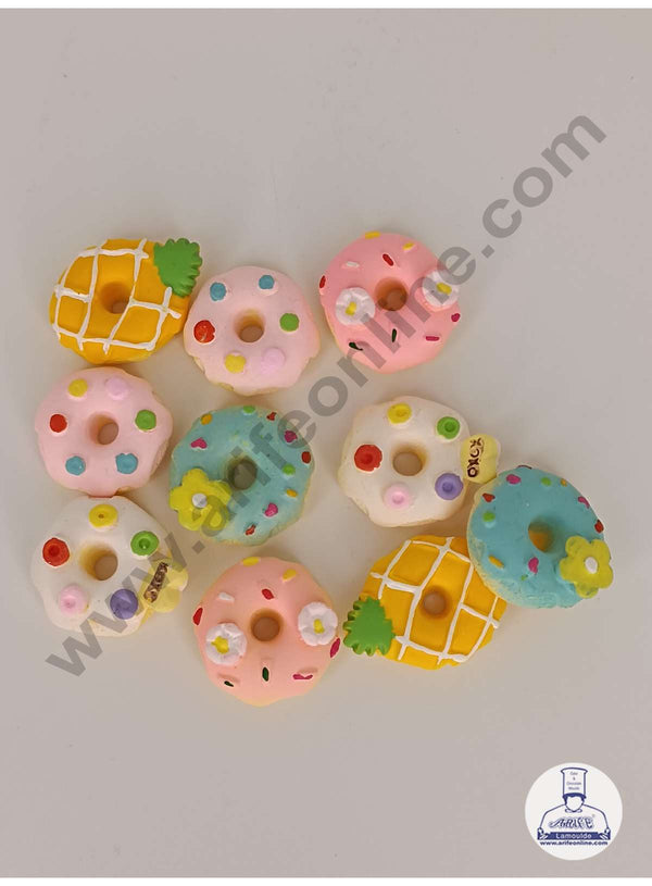 CAKE DECOR™ Mini Donuts Resin Charms For Cake & Cupcake Decoration Toppers - Assorted ( 10 Pcs Pack )