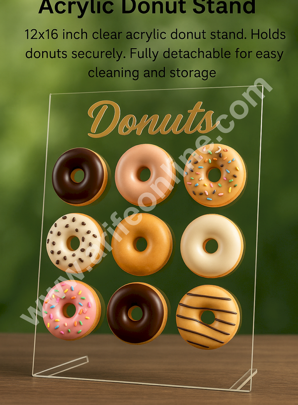 Acrylic Donut Stand – 12x16 inches | Fully Detachable Display Holder - CAKE DECOR™