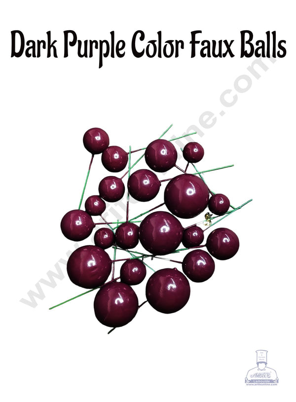Cake Decor Dark Purple Balls Topper For Cake and Cupcake Decoration - (20pcs Pack)