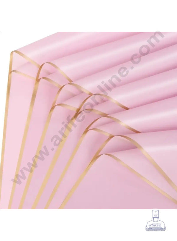 Double Side Gold Edge Korean Wrapping Sheet | Premium Flower Wrapper (Pink)- CAKE DECOR™