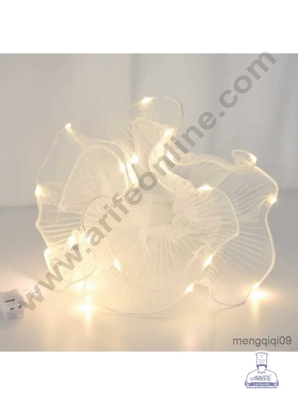 White Wrinkled with LED Flower Wave Wrapping Mesh - CAKE DECOR™