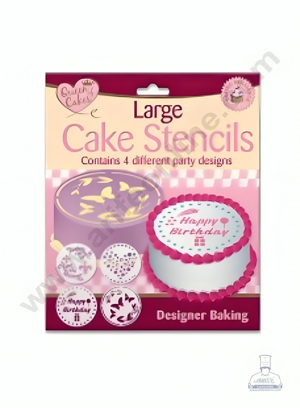 CAKE DECOR™ Large Cake Stencils -  4 Pcs/Set (SBST-DX-4P00)