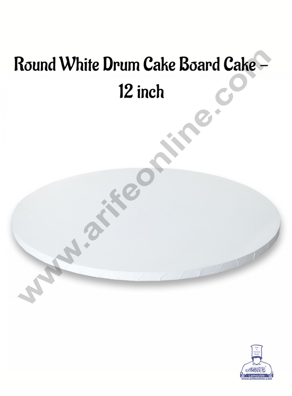 CAKE DECOR™ White Round Drum Cake Board Cake Base - 12 inch