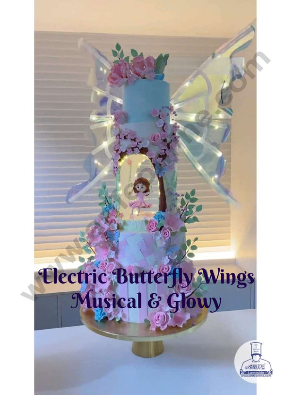 CAKE DECOR™ Electric Butterfly Wings Musical, Glowing Fun for Kids | Butterfly Theme Cake | Cake Decoration