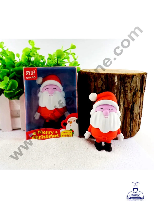 CAKE DECOR™ 1 Piece Mini Santa ClausRubber  Cake Topper  | Jumbo Christmas Eraser | Christmas Return Gifts