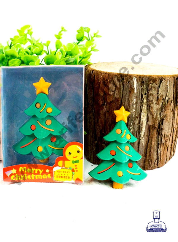 CAKE DECOR™ 1 Piece Christmas Tree Rubber Cake Topper  | Jumbo Christmas Eraser | Christmas Return Gifts