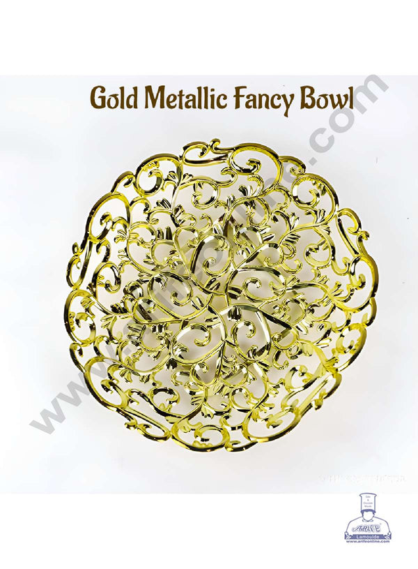 CAKE DECOR™ Metallic Gold Fancy Bowl | Display Bowl | Sweet Bowl | Gift Bowl | Mini Basket - 5 pcs Pack