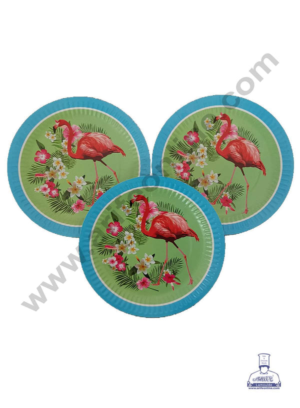 CAKE DECOR™ 9 inch Flamingo Theme Paper Plates | Disposable Plates | Birthday | Party | Occasions | Round Plates - Pack of 10